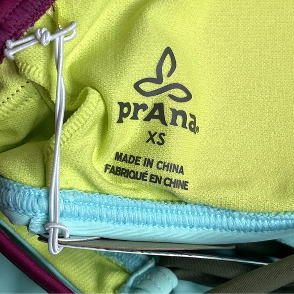 PrAna Makoa Tankini Swim Top Size XS Blue Colorblock Tie Back Stretch Logo NEW - Picture 8 of 10